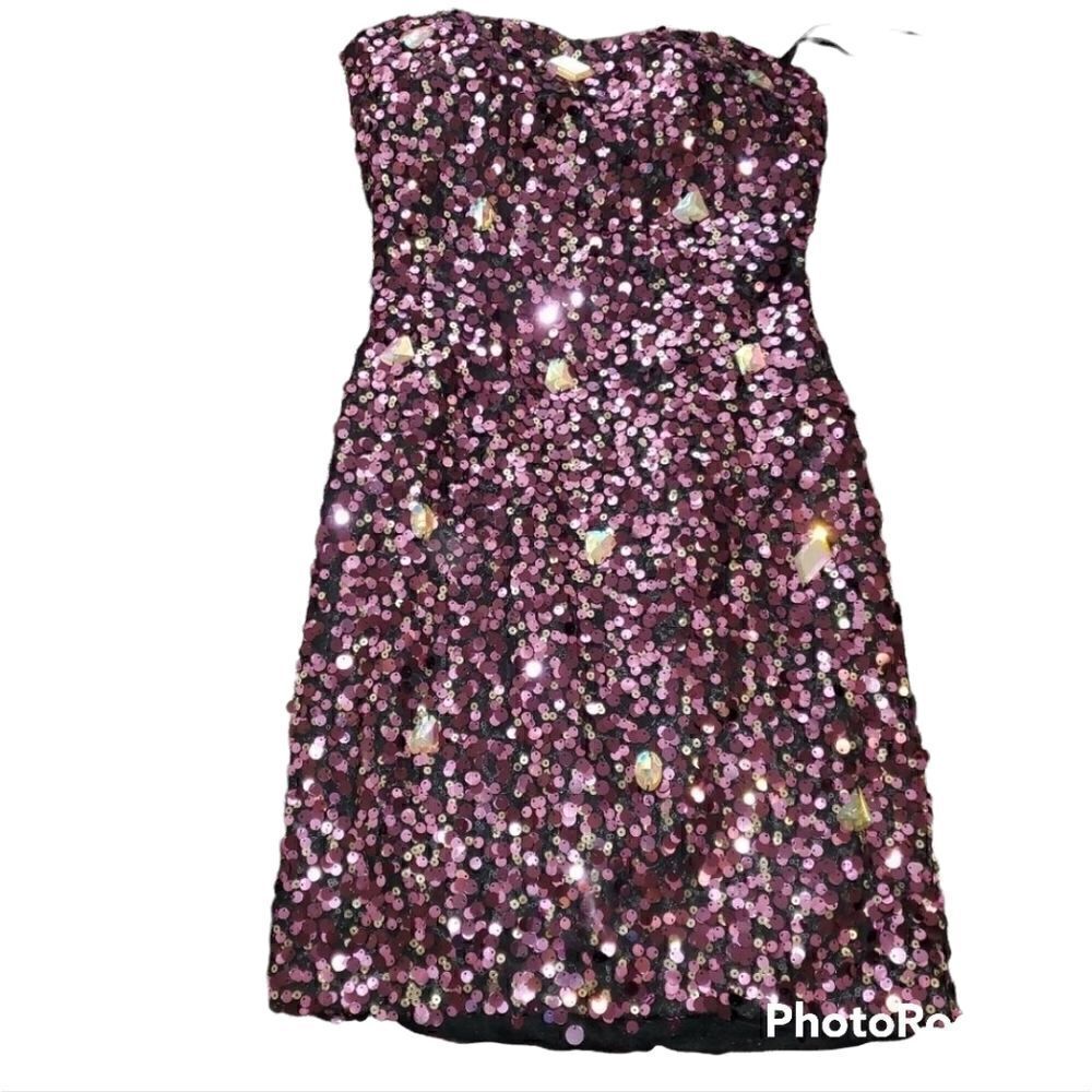 Poly usa pink sequin jeweled dress xs